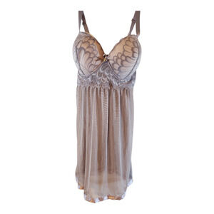 Daisy Fuentes Baby doll nightgown sz 1XL Negligee lavender built bra lingerie